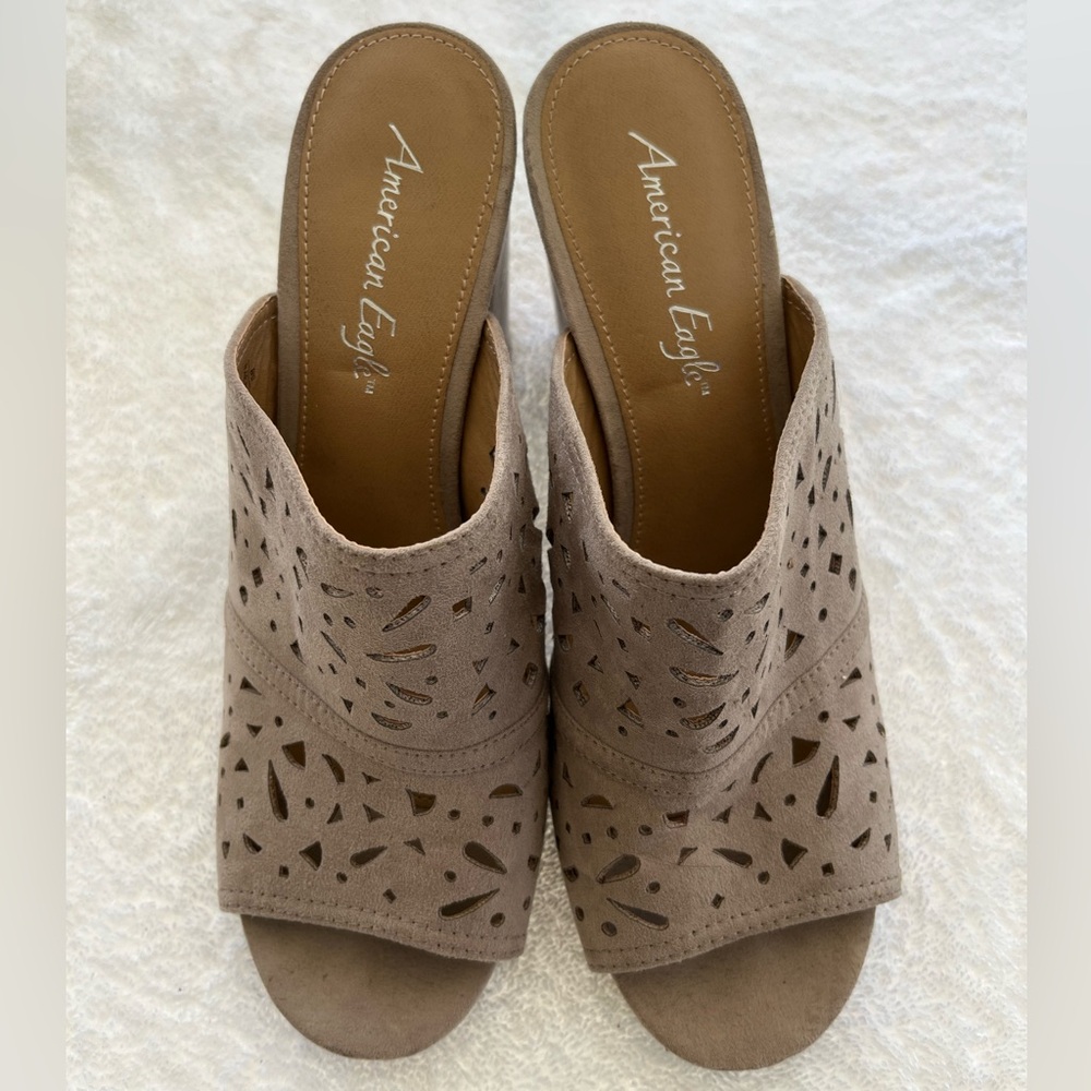 American Eagle Outfitters Women's Brown Laser-Cut Mules